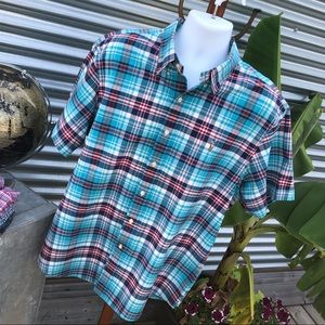 PRL - S/S PLAID STRETCH OXFORD B/D